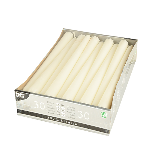 30 Leuchterkerzen Ø 2,2 cm · 24 cm weiss aus 100 % Stearin von PAPSTAR