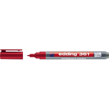 edding Whiteboardmarker 361 1mm rot, Strichstärke: 1 mm, Rundspitze, Bezeichnung der Schreibflüssigkeit: geruchsarme