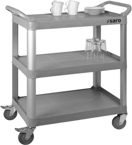 SARO Servierwagen Modell ZENJA - Material: Kunststoff, Leichtmetall - 3 Borde, Tragfähigkeit ca. 100 kg - 4 Leichtlaufräder ( 2 mit