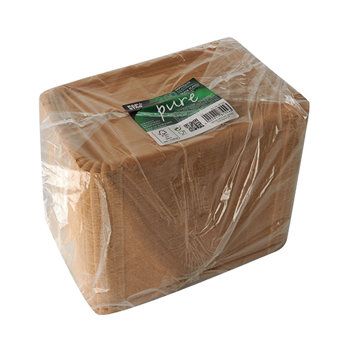 250 Teller, Pappe "pure" eckig 16,5 cm x 23 cm braun von PAPSTAR