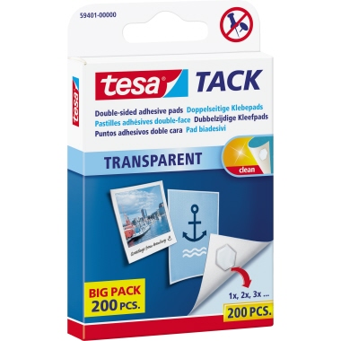 tesa® Klebepad Tack 10 x 10 mm (B x L) Klebemasse lösungsmittelfrei transparent 200 St./Pack.