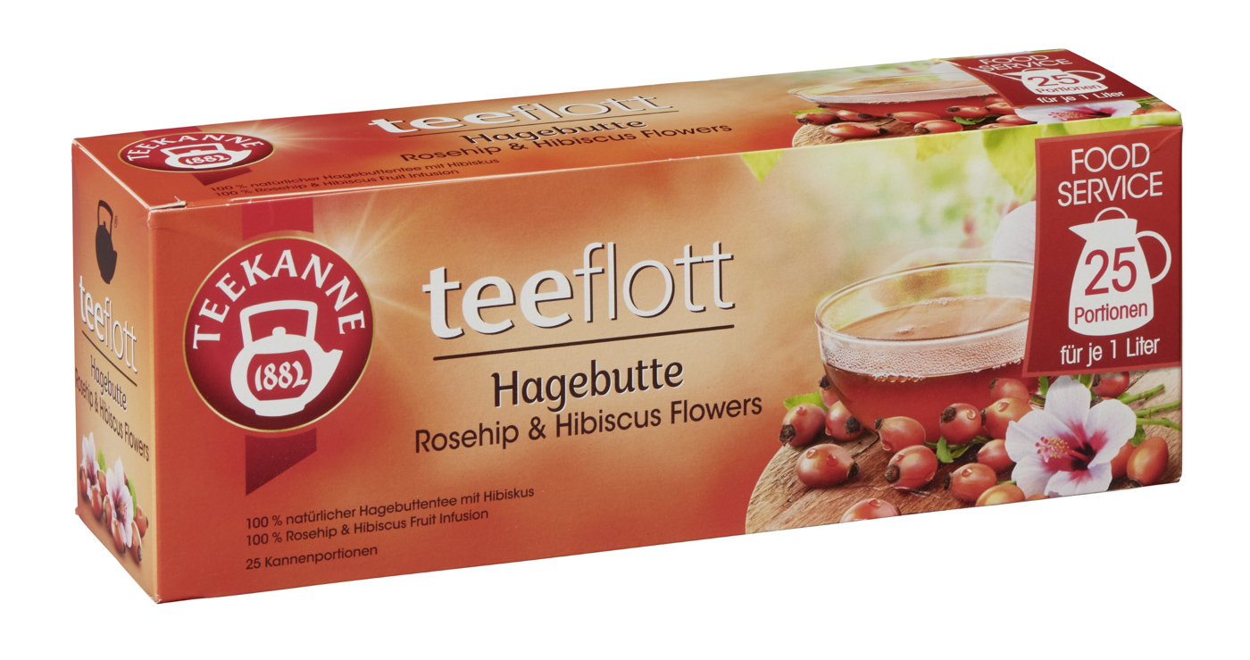 Teeflott Hagebuttentee, Kannenbeutel für je 1 Liter, Inhalt: 25 Beutel.