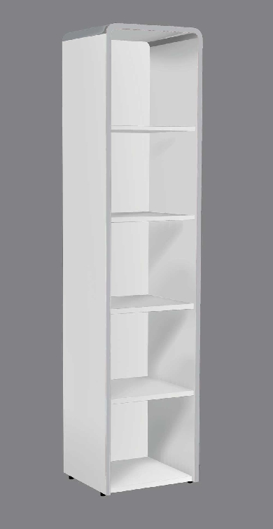 Einzelregal MODUS, Farbe: weiss, 40 x 38 x 185cm, 5 Ordnerhöhen, mit gerundeten Eckverbindungen in Alusilber,