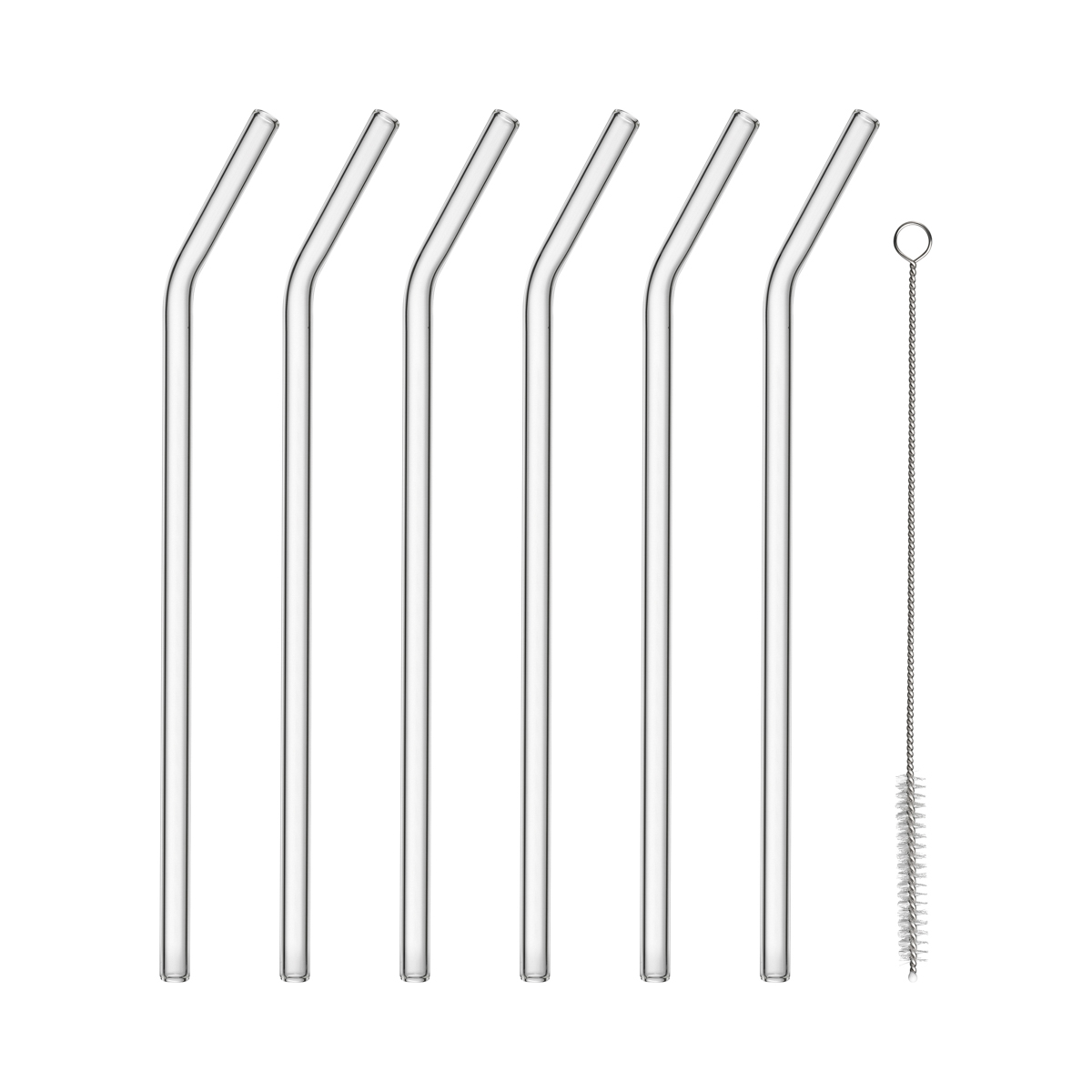 Set 6 Glastrinkhalme -SALA- Clear, gebogen, Ø 0,8 mm. Material: Glas klar. Von Blomus.