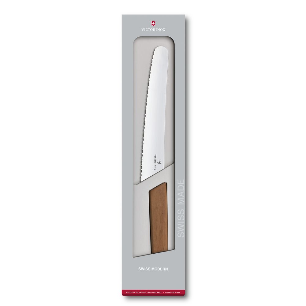 Victorinox Swiss Modern Brot- und Konditormesser, 22 cm, Nussbaumholz