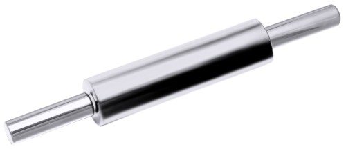 Teigrolle aus Edelstahl 18/10, seidenmatt poliert, mit starr fixierten Griffen, schwere Qualität Länge: 47 cm, Durchmesser: 4,4