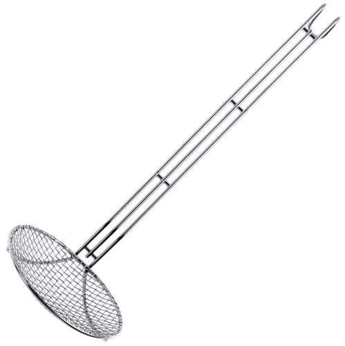 Back-/Frittierlöffel aus Edelstahl 18/10, mit Gitternetz, hochglänzend, sehr stabile Ausführung Stiellänge: 28,5 cm, Durchmesser