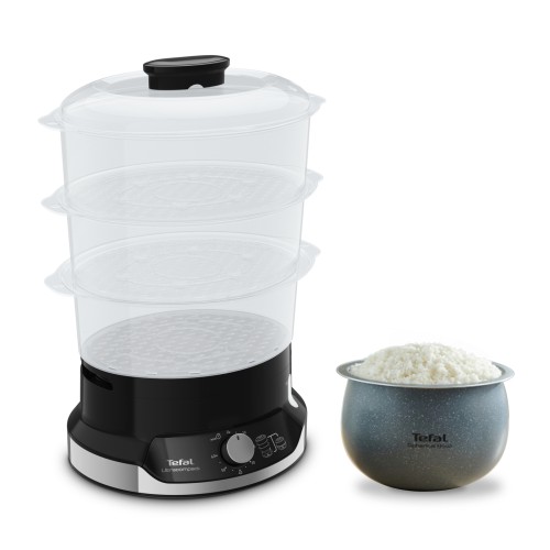 Tefal Ultracompact Dampfgarer [stapelbares Aufbewahrungssystem, gesundes Kochen, 3 BPA-freie Aufsätze, 60-Minuten-Timer, auffüllen beim Garen,