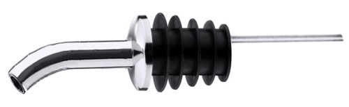 Flaschenausgießer mit gebogenem Rohr aus verchromtem Messing, hochglänzend, mit Polypropylen-Pfropfen, nicht geeignet für Essig,