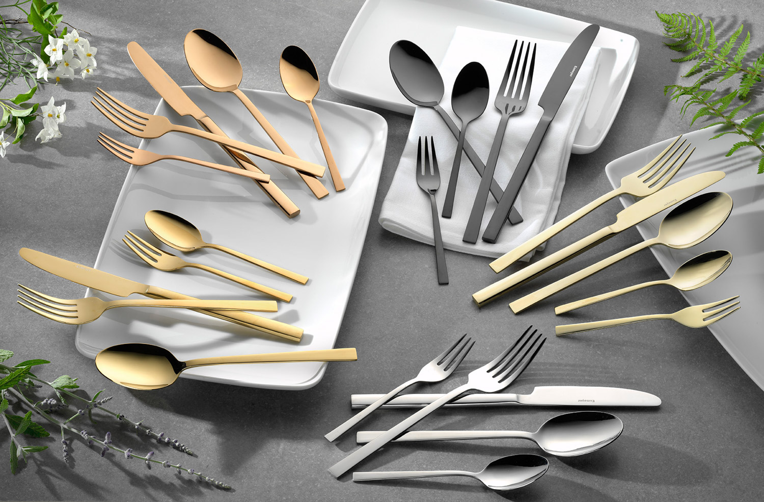 30-teiliges Besteck MELINA, Edelstahl, mit PVD-Beschichtung in gold,