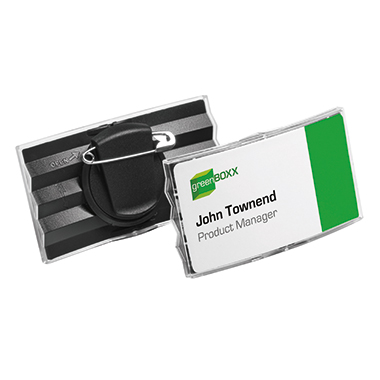 DURABLE Namensschild KONVEX 75 x 40 mm (B x H) drehbare Kombiklemme transparent 25 St./Pack.