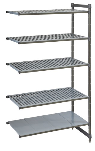 Anbaueinheit mit 4 geschlitzten Fachböden und 1 festem, 180 kg pro Fachboden, 800 kg für ein Gerät mit 5 Fachböden - Maße in cm 46x148x214 von