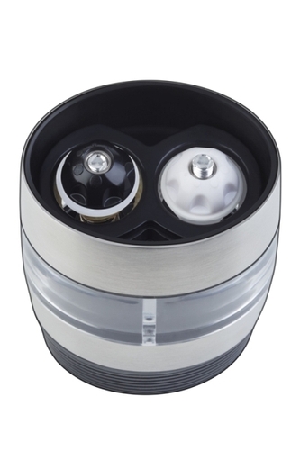 2 in 1 Salz u. Pfeffermühle 6 x 4,5 cm H: 9,5 cm Edelstahl, Acryl Keramikmahlwerk Mahlgrad einstellbar nicht