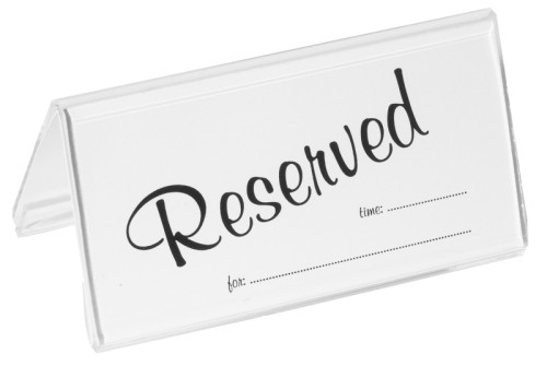 Einschubkarten a 25 Stück in englisch :Reserved passend zu Aufsteller, klein aus Acryl, für Einschubkarte 10 x 5 cm