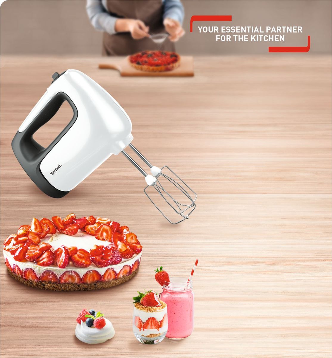 Tefal Prep'Mix+ Handmixer, Ideal für leichte und zähe Zubereitungen, Leistungsstarker 500-W-Motor, 5 Geschwindigkeiten, mit Zubehör