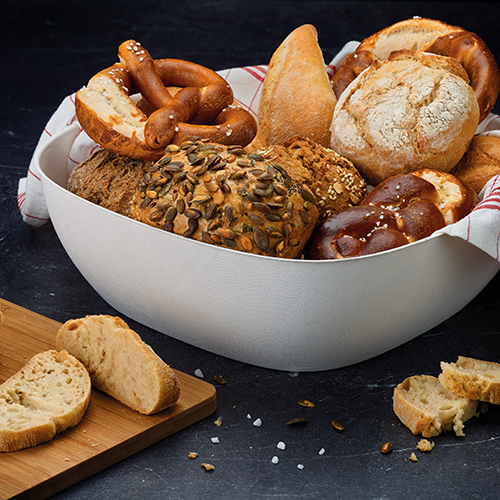 PAPSTAR 6 Schüsseln, Zuckerrohr "pure" 10 cm x 30,5 cm x 30,5 cm weiss "Belle Vie, Ligne Carrée"