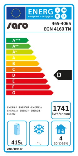 SARO Kühltisch mit 1 Tür und 3x 2er Schubladenset, Modell EGN 4160 TN - Material: (Gehäuse und Innenraum) Edelstahl; (Arbeitsfläche)