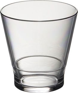 Roltex Mehrweg-Glas "Privilege" aus Polycarbonat- Kunststoff. Becher mit 255 ml Füllvermögen. Höhe 8,4 cm, Durchmesser 8,2 cm.