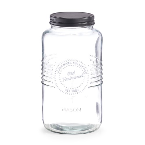 Vorratsglas, Glas; Metall, Ø12x23 cm. Farbe: schwarz. Fassungsvermögen: 2000 ml. Machen Sie mit dem liebevoll designten Vorratsglas der Old