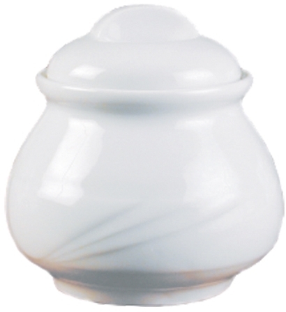 Arcadia Zuckerdose mit Deckel, 20cl, aus weißem Porzellan, von caterado. Made in Europe.