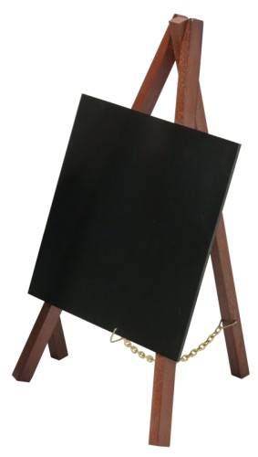 Tischstaffelei , mahagonifarben mehrfach lackierter Buchenholzrahmen, mit Tafel aus schwarzem PVC Kunststoff, gut zu reinigen Fläche: