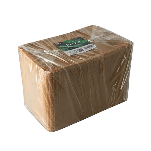 250 Teller, Pappe "pure" eckig 18 cm x 26 cm braun von PAPSTAR