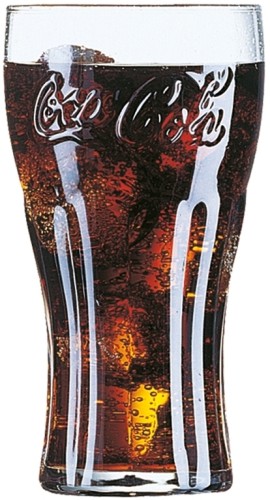 COCA-COLA Konturglas Inhalt 46 cl Füllstrich 0,4 ltr Höhe 155 mm - Durchmesser 79 mm