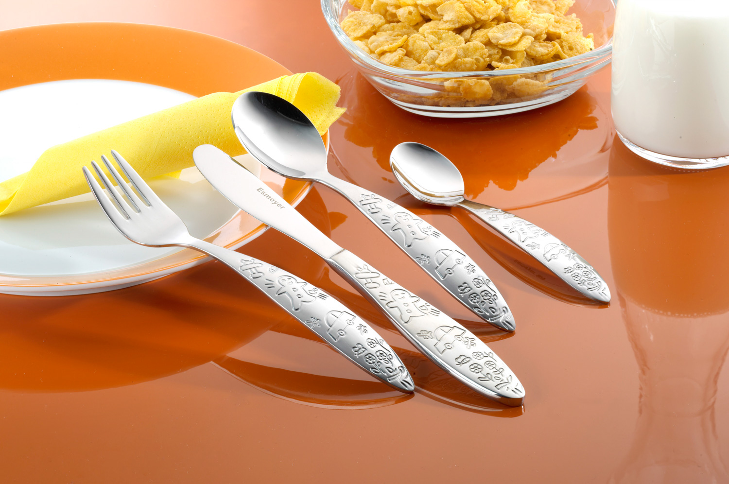 4-teiliges Kinderbesteck BELLA von Esmeyer, aus Edelstahl 18/0, poliert, Lieferung im Geschenkkarton mit Fenster