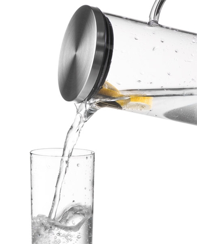 Glas-Karaffe Ø 9,5 cm, H: 27 cm, 1,5 Liter Glas, Edelstahl spülmaschinengeeignet Farbe: Transparent