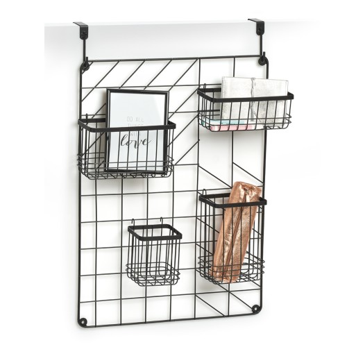 Wand-Organizer Set, 5-tlg., Metall, schwarz. Länge: 460 mm. Breite: 120 mm. Höhe: 603 mm