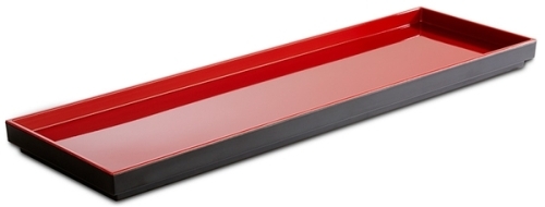 GN 2/4 Tablett -ASIA PLUS- 53 x 16,2 cm, H: 3 cm Melamin innen: rot, glänzend außen: schwarz, matt spülmaschinengeeignet