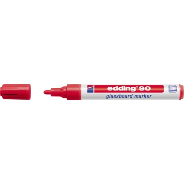 edding Glasboardmarker 90 2-3mm rot Rundspitze, Strichstärke: 2-3 mm, Rundspitze, lichtbeständig, abwischbar Zum