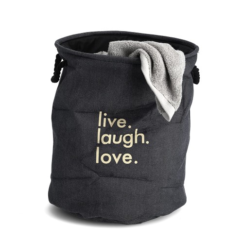 Wäschesammler "Denim", Baumwolle/Polyester, blau / Maße: Ø 40x50 cm