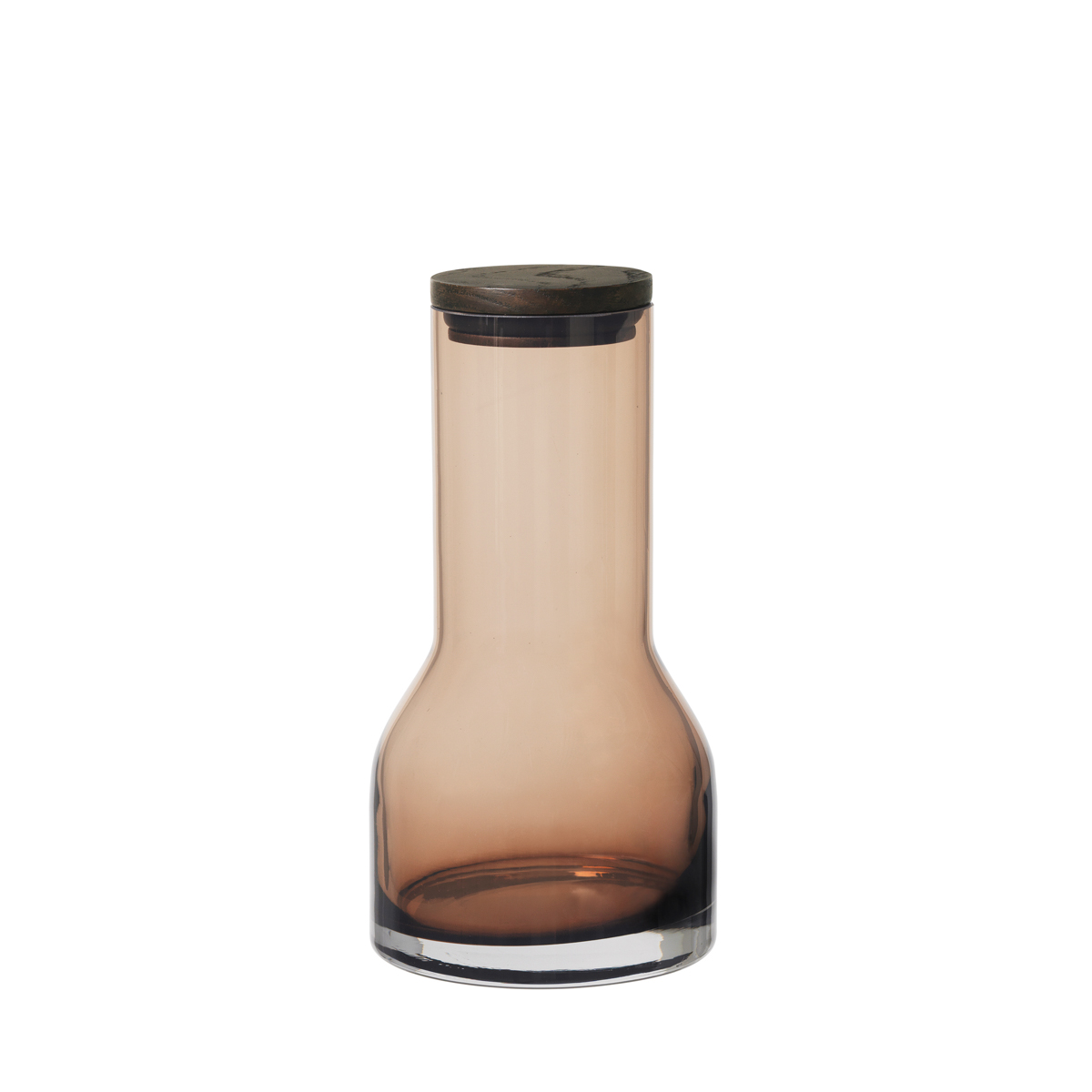 Wasserkaraffe -LUNGO- Coffee 650ml, Ø 10. Material: Glas farbig, Eiche, Silikon. Von Blomus.