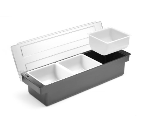 Zutatenbehälter, 3 Unterteilungen, Polypropylen. Von Hendi