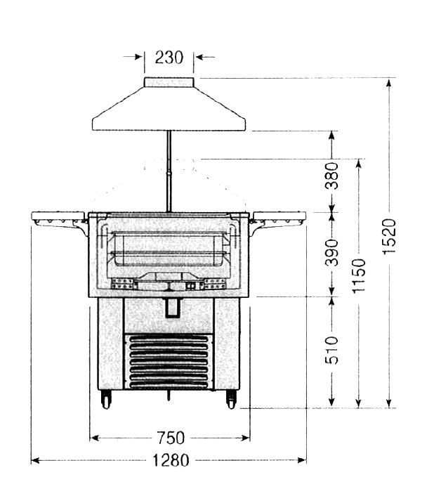 Nordcap Salatbar ISOLA 6 M INOX UM, für GN 1/1, steckerfertig, Umluftkühlung