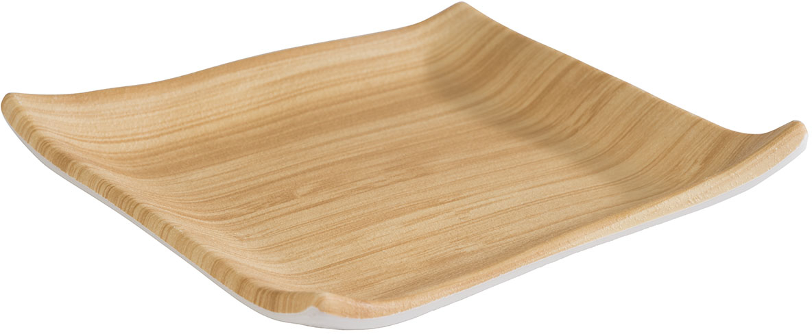 Tablett -BAMBOO- 14,5 x 14,5 cm, H: 2,5 cm Melamin innen: Bambusoptik außen: weiß spülmaschinengeeignet stapelbar nicht