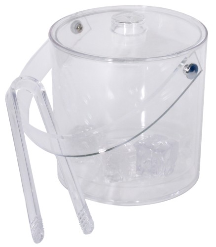 Eiseimer 4-teilig aus Acrylglas, mit Deckel und Zange, Innenbehälter herausnehmbar Volumen: 1,8 l, Durchmesser außen: 14,5 cm,