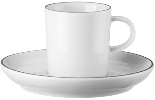 Cucina-Basic Colori Black (schwarze Linie) von Arzberg, Espressotasse 2-teilig, aus Porzellan