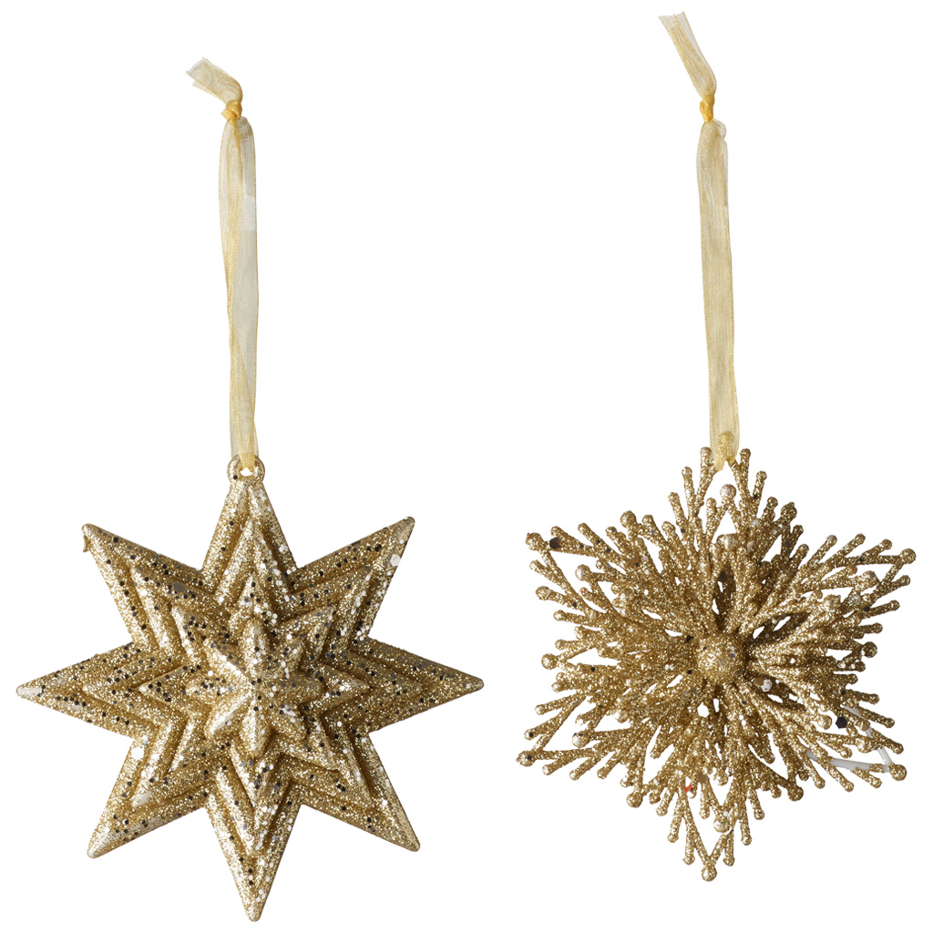 Villeroy und Boch Dekohänger Stern/Schneeflocke gold Set 2 - Maße: 1H: 0 cm / Ser.: Christmas Decoration