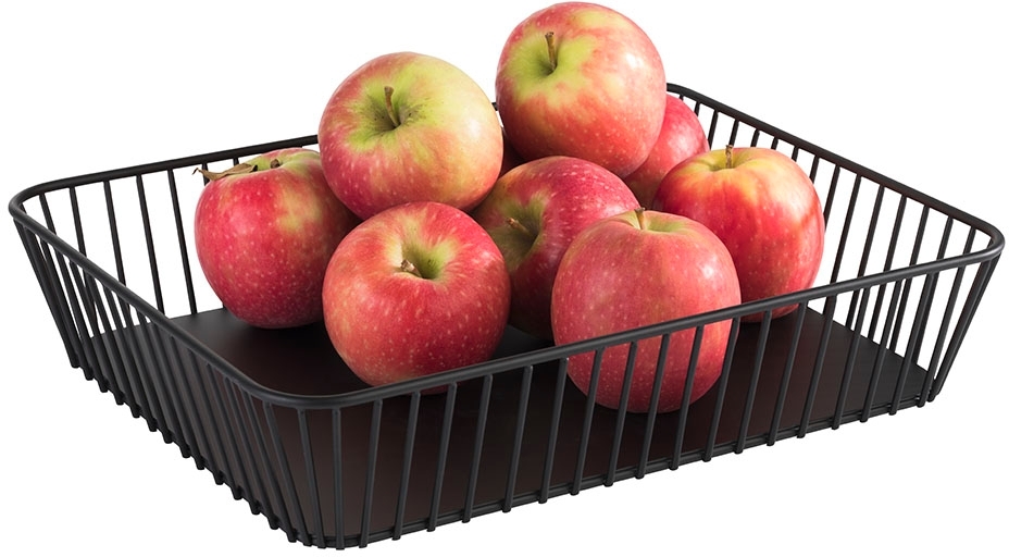 GN 1/2 Korb -URBAN- 32,5 x 26,5 cm, H: 7,5 cm Metall, schwarz mit Antirutsch-Füßchen spülmaschinengeeignet stapelbar Farbe: