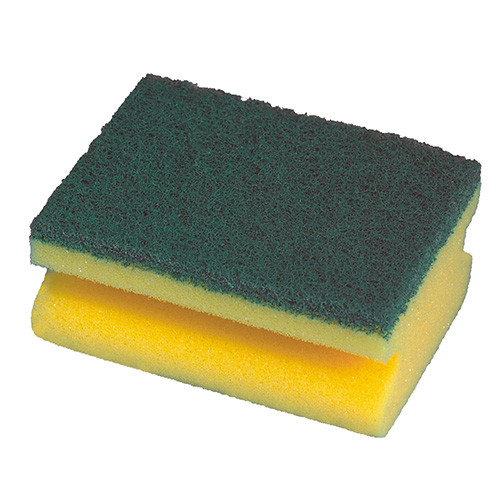 2 Topfreiniger, Schwamm eckig 4,3 cm x 9 cm x 6,8 cm gelb/grün mit Griffrille, kratzend von Sito