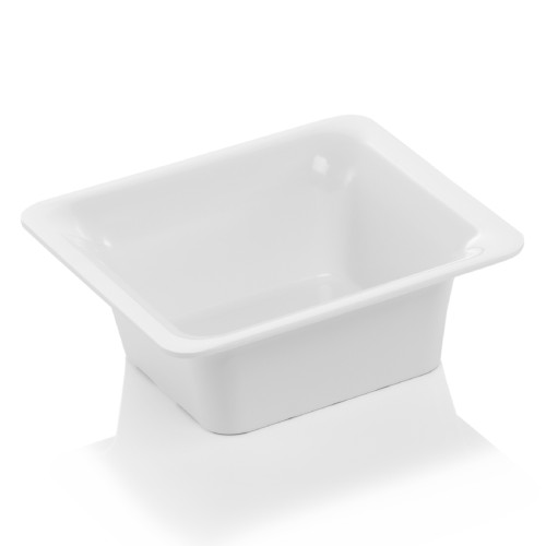 GN 1/6 Behälter, mit glattem Rand. Material: Melamin. Serie: GN 97. Inhalt in Litern: 1. Farbe: weiß. Maße: Höhe: 65 mm