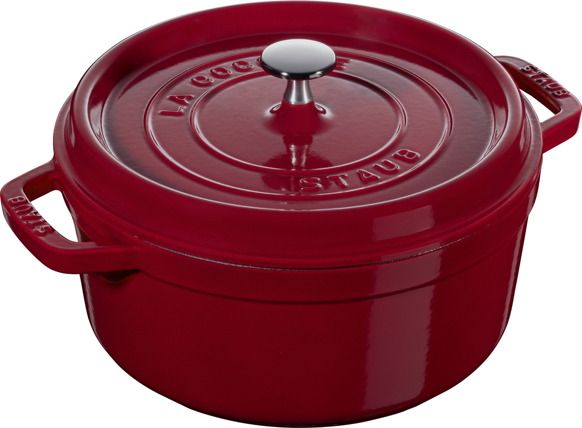 Cocotte, 28 cm, Bordeaux, rund, Gusseisen, Serie: La Cocotte. Marke: Staub