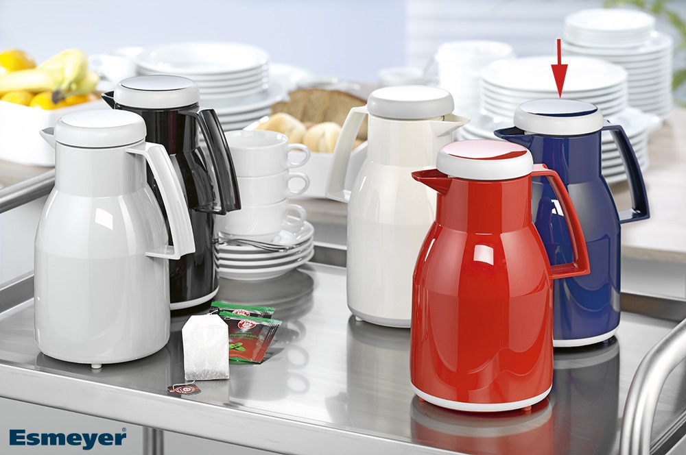 Helios Isolierkanne WASH, Inhalt: 1,0 Liter, Farbe: dunkelblau, spülmaschinengeeignet, Kunstoff, Qualitätsglas-Einsatz, Drehverschluß,