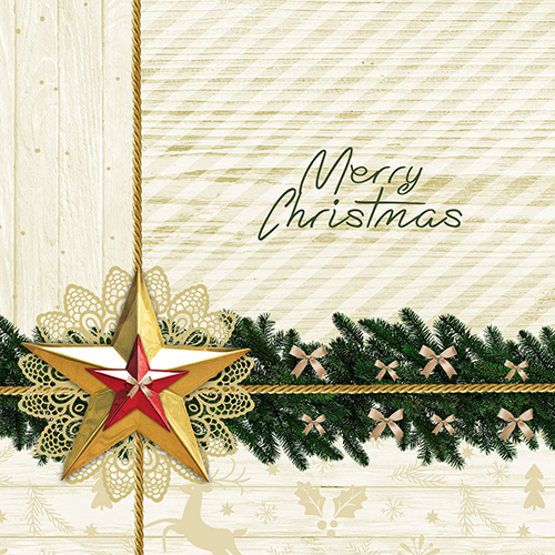 PAPSTAR 50 Servietten, 3-lagig 1/4-Falz 25 cm x 25 cm "Golden Star"