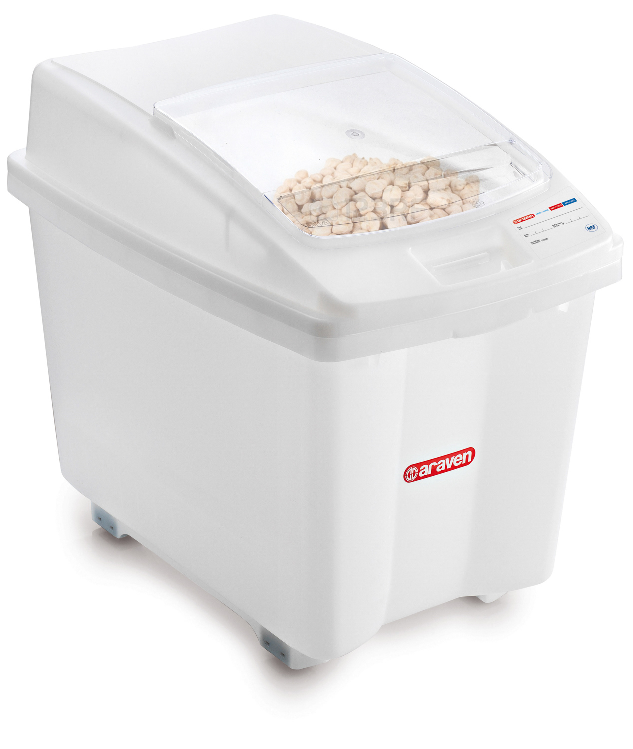 ARAVEN Vorratsbehälter 655x435x560mm mit 80 Liter Fassungsvermögen, durchsichtig