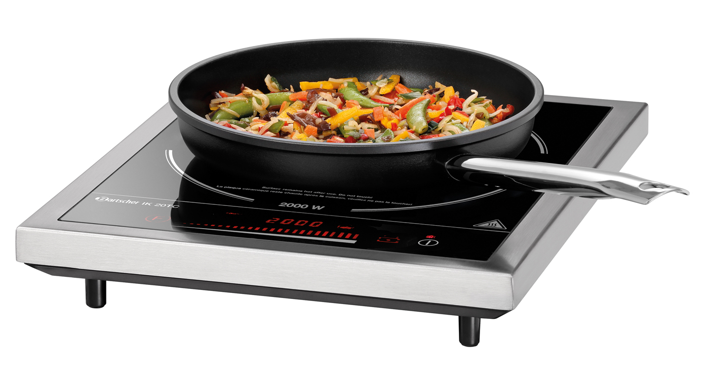 Bartscher Induktionskocher IK 20TC | AnzahlTemperaturstufen: 8 | Maße: 33 x 40 x 6,3 cm.Gewicht: 3,4 kg
