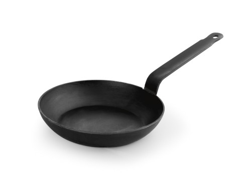 Lyoneser Pfanne. Eisen. mit angeschweißtem Eisengriff. Durchmesser oben 20 cm.