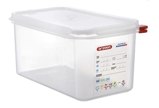 Lebensmittelbehälter GN 1/3 - 6 l aus Kunststoff (PP), Maße: 325 x 176 x 150 mm inkl. luftdichtem Deckel GN 1/3